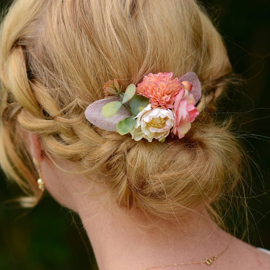 Pink and White Flower Hair Clip | Silk Flower Hair Clip | Bridal Hair Clip | Bridesmaids Hair Clip | Flower Girl
