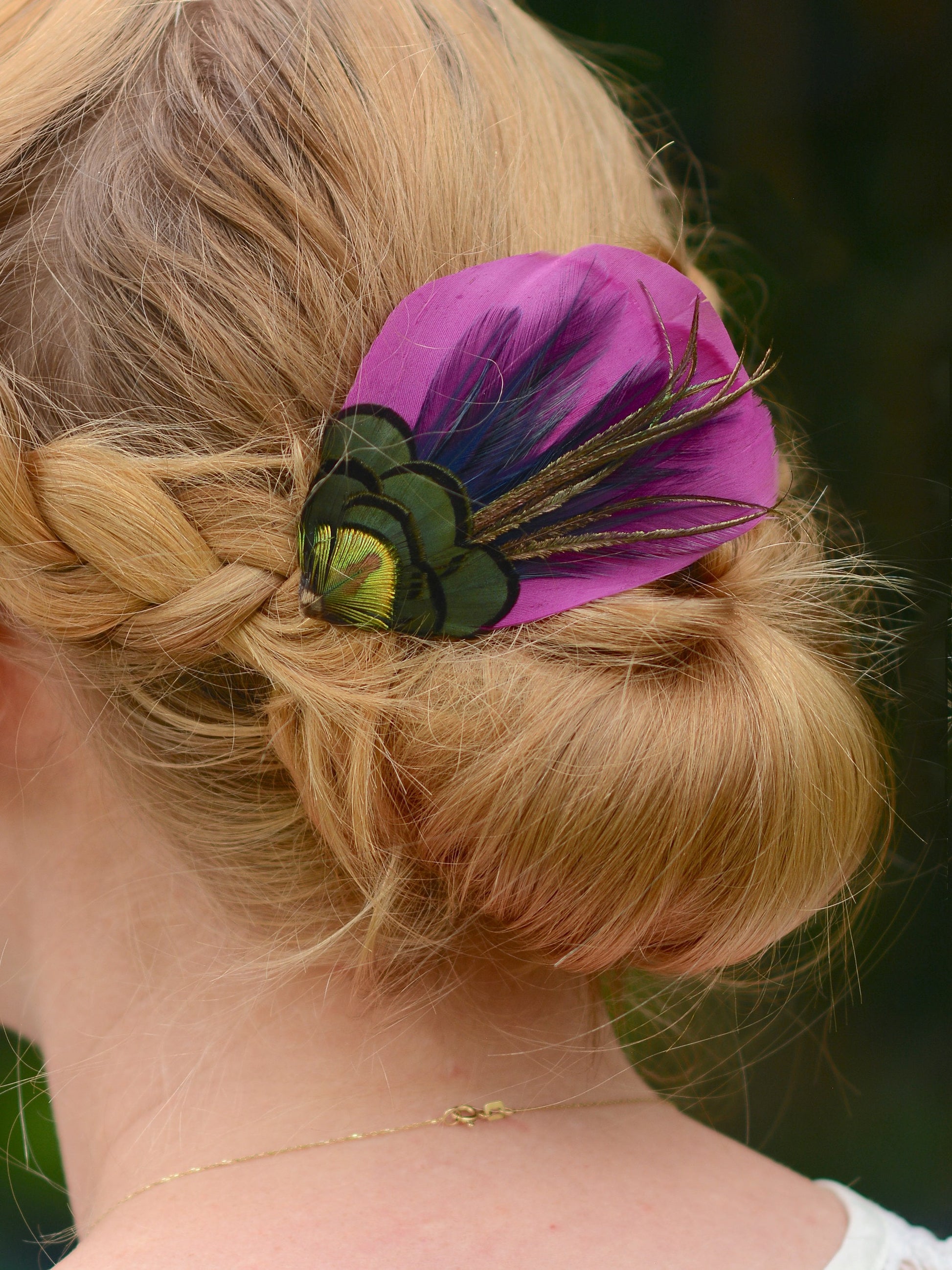 Plum Feather Hair Clip | Peacock Feather Fascinator | Wedding Fascinator | Bridal Hair Clip | Bridesmaid Hair Clip | Purple Hair Clip