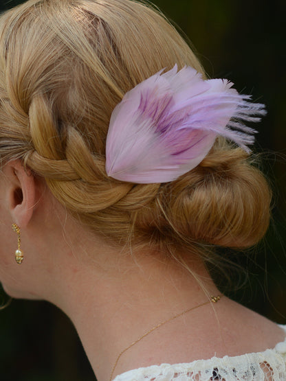 Feather Hair Clip in Pastel Lavender and Lilac | Feather Fascinator | Feather Headpiece | Bridal Hair Clip | Bridal Headpiece | Bridesmaids