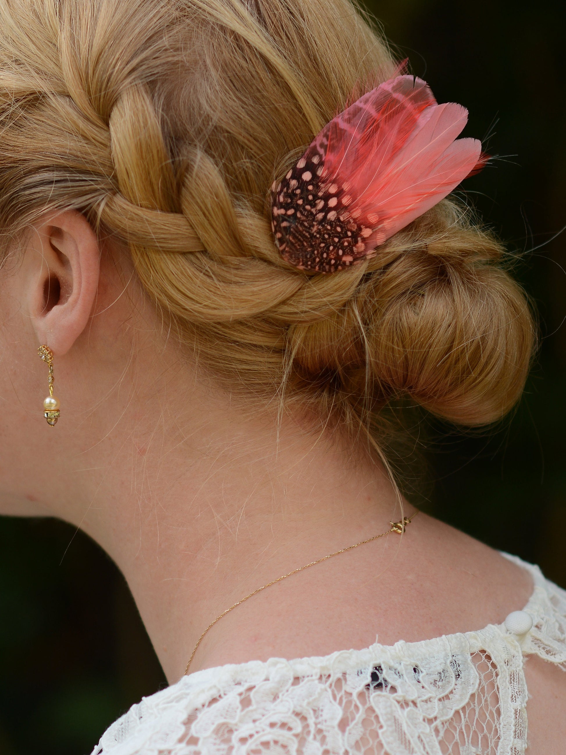 Coral and Blush Pink Feather Hair Clip | Pink Feather Fascinator | Pink Feather Headpiece