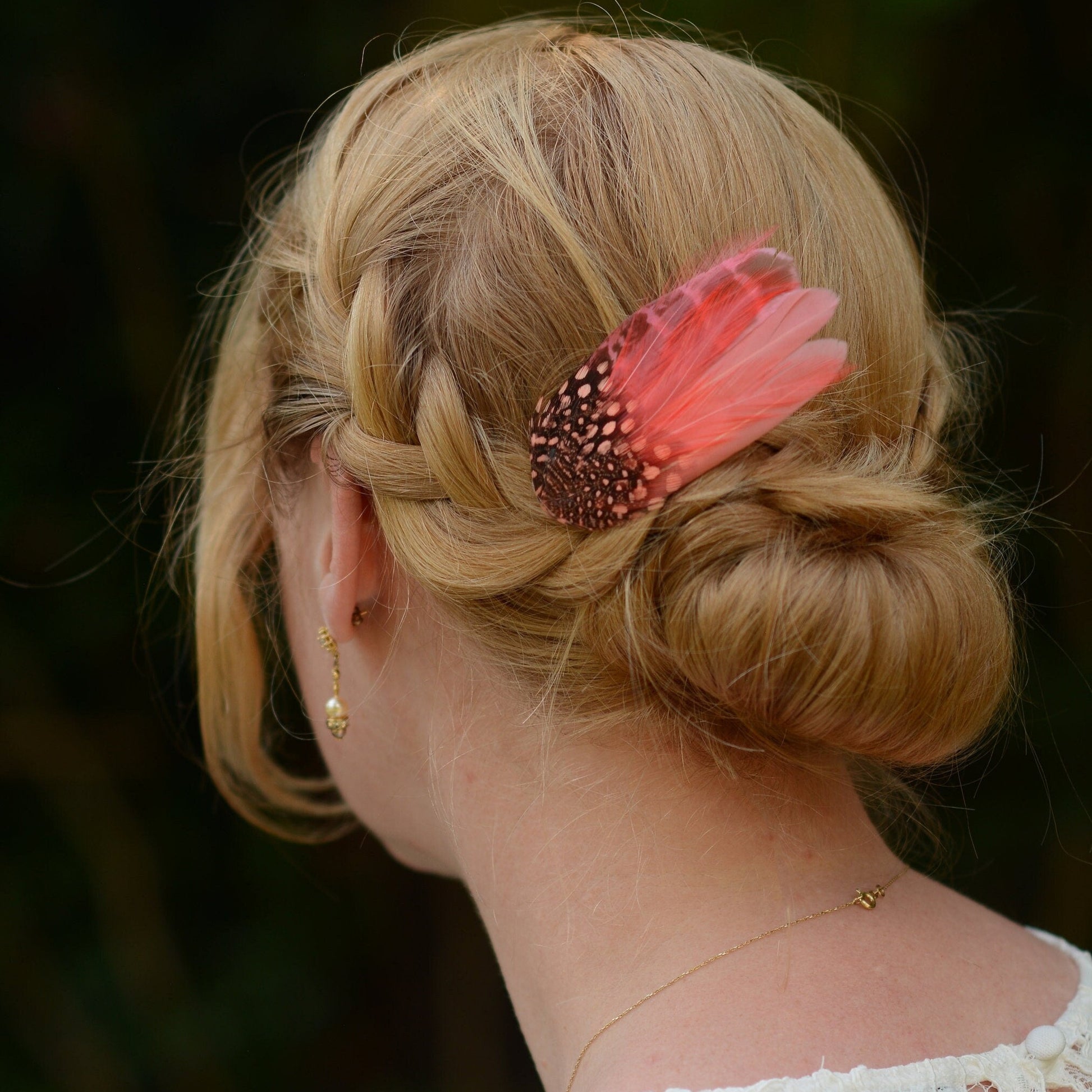 Coral and Blush Pink Feather Hair Clip | Pink Feather Fascinator | Pink Feather Headpiece