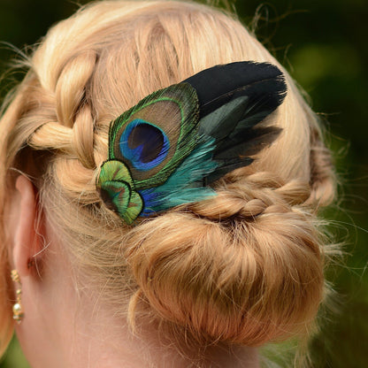 Peacock Feather Hair Clip | Peacock Feather Fascinator | Peacock Feather Headpiece | Bridal Hair Clip | Bridesmaid Hair Clip | Wedding