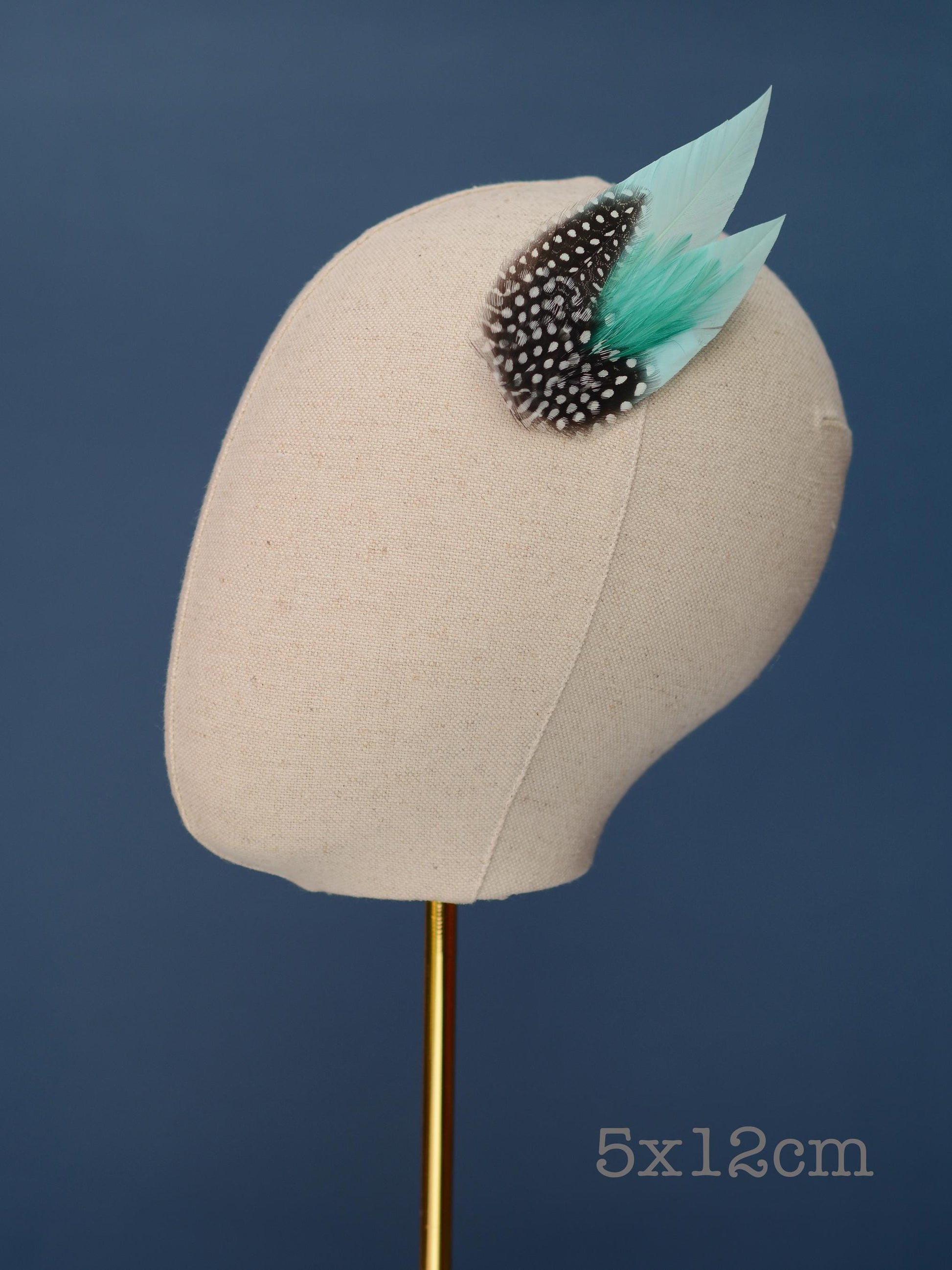 Pastel Mint and Polka Dot Feather Hair Clip, Feather Fascinator