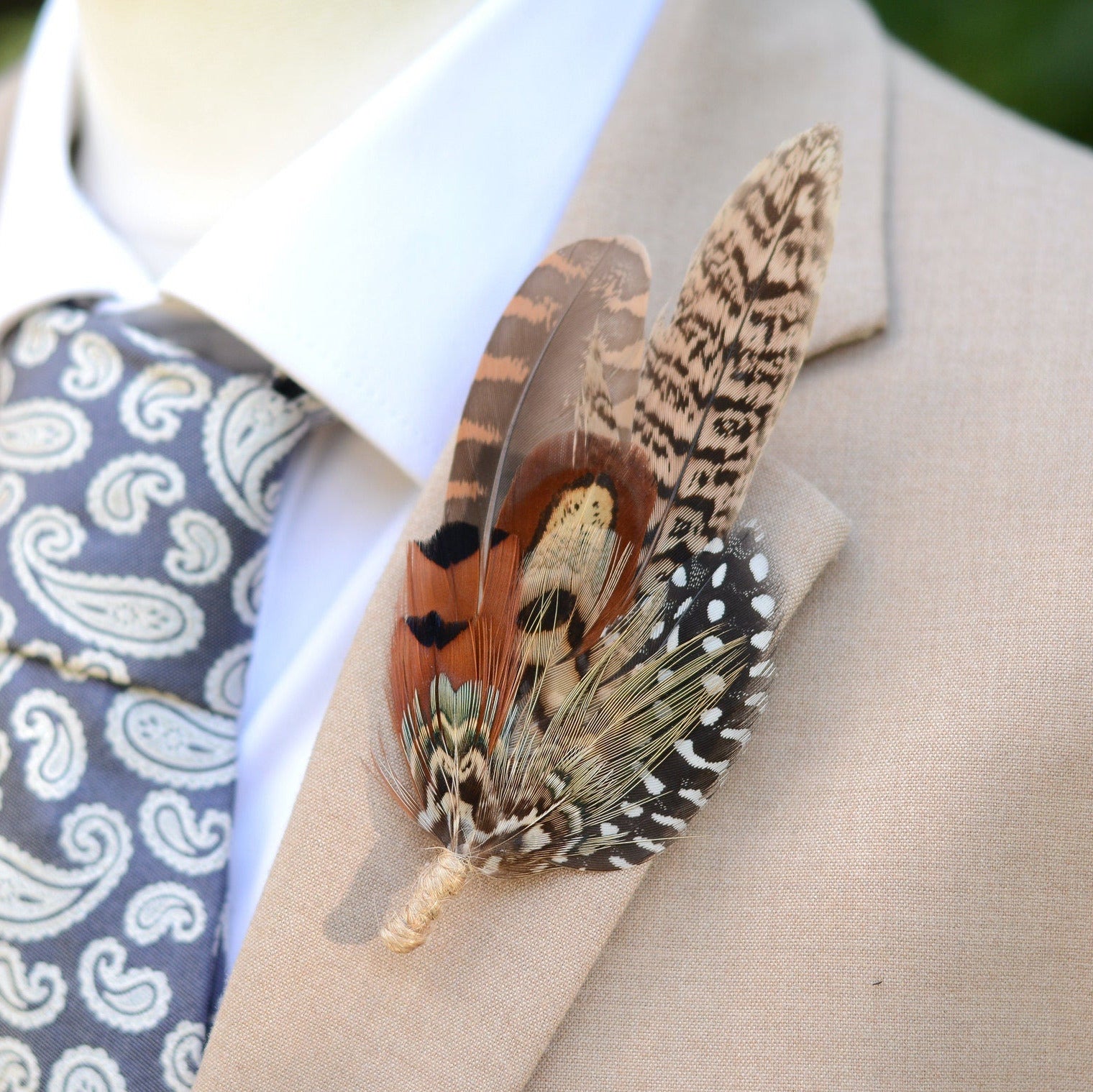Natural Pheasant Feather Pin / Hat Pin | Pheasant Feather Boutonniere | Pheasant Feather Brooch