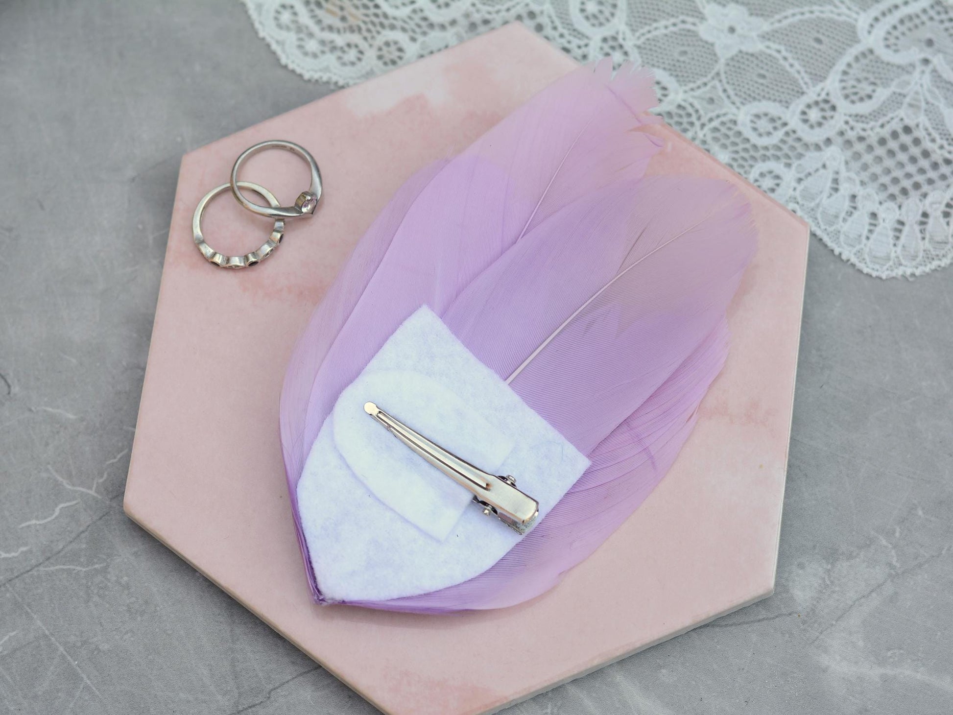 Unique Feather Hair Clip in Shades of Purple No.73, Feather Fascinator