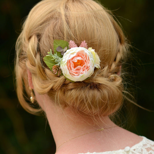 Blush Pink Ranunculus Flower Hair Clip | Bridal Hair Clip | Bridesmaid Hair Clip | Flower Headpiece | Blush Flower Hair Clip