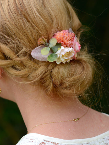 Pink and White Flower Hair Clip | Silk Flower Hair Clip | Bridal Hair Clip | Bridesmaids Hair Clip | Flower Girl
