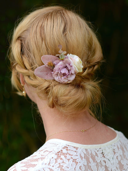 Flower Hair Clip in Mauve and Ivory, Bridesmaids Hair Clip