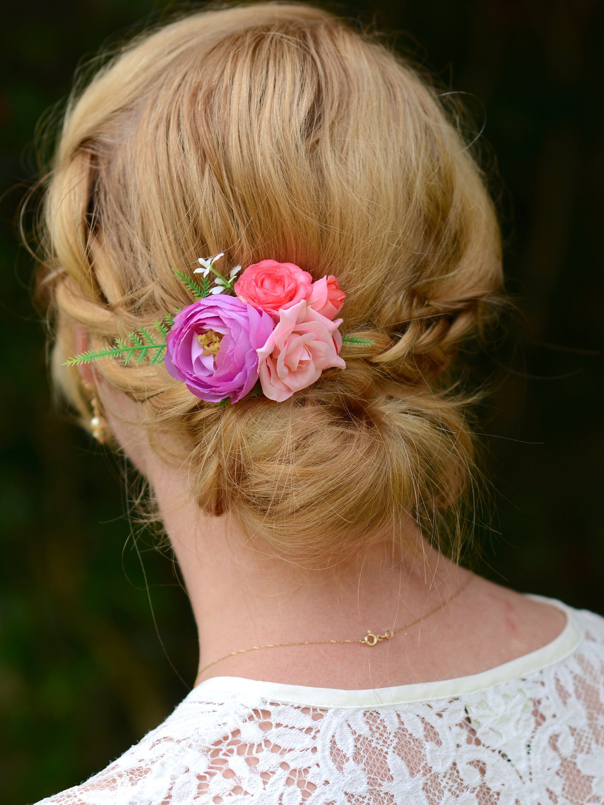 Flower Hair Clip in Pink and Lilac | Tropical Hair Clip | Bridesmaids Clip | Floral Headpiece | Bridal Hair Clip | Flower Bun Clip