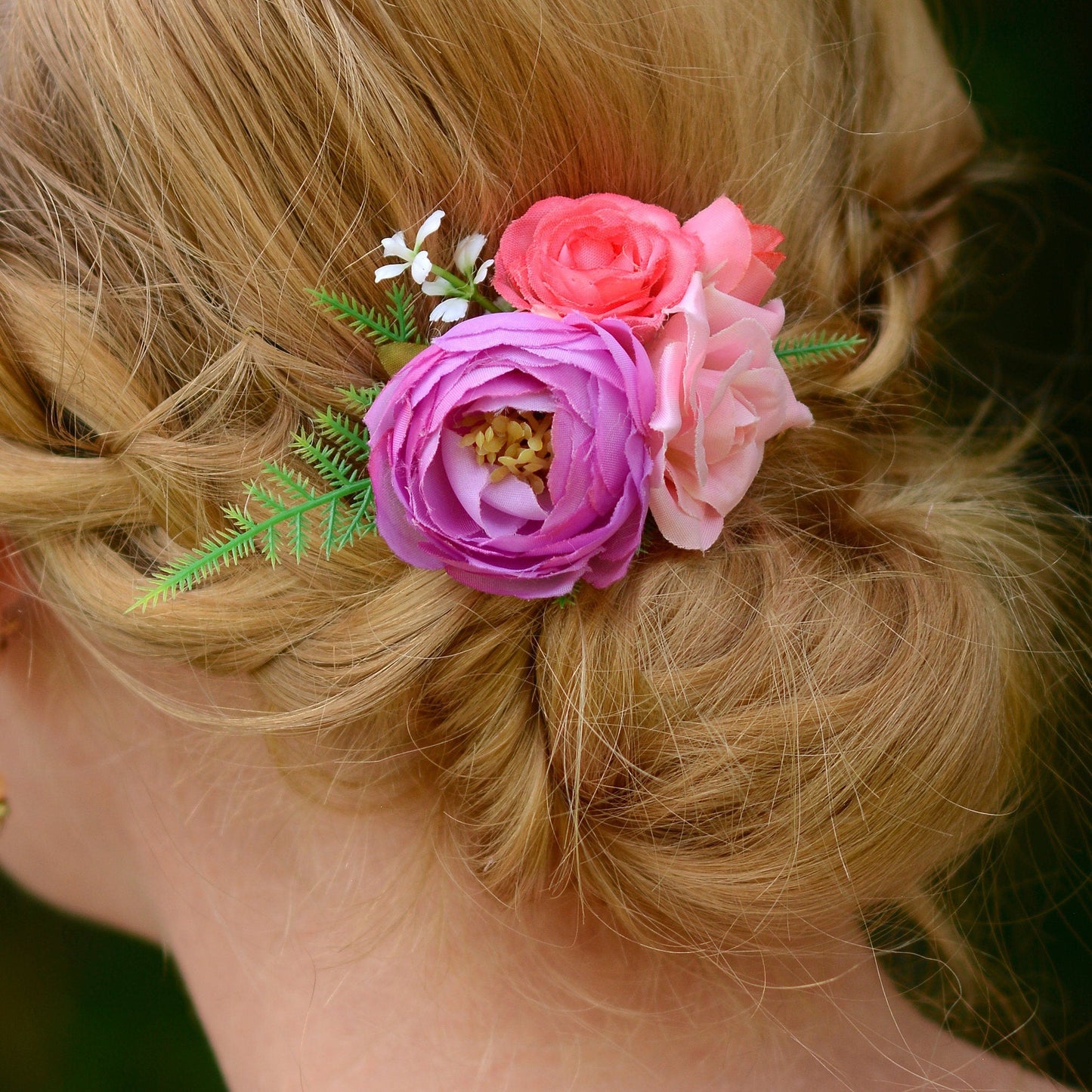 Flower Hair Clip in Pink and Lilac | Tropical Hair Clip | Bridesmaids Clip | Floral Headpiece | Bridal Hair Clip | Flower Bun Clip