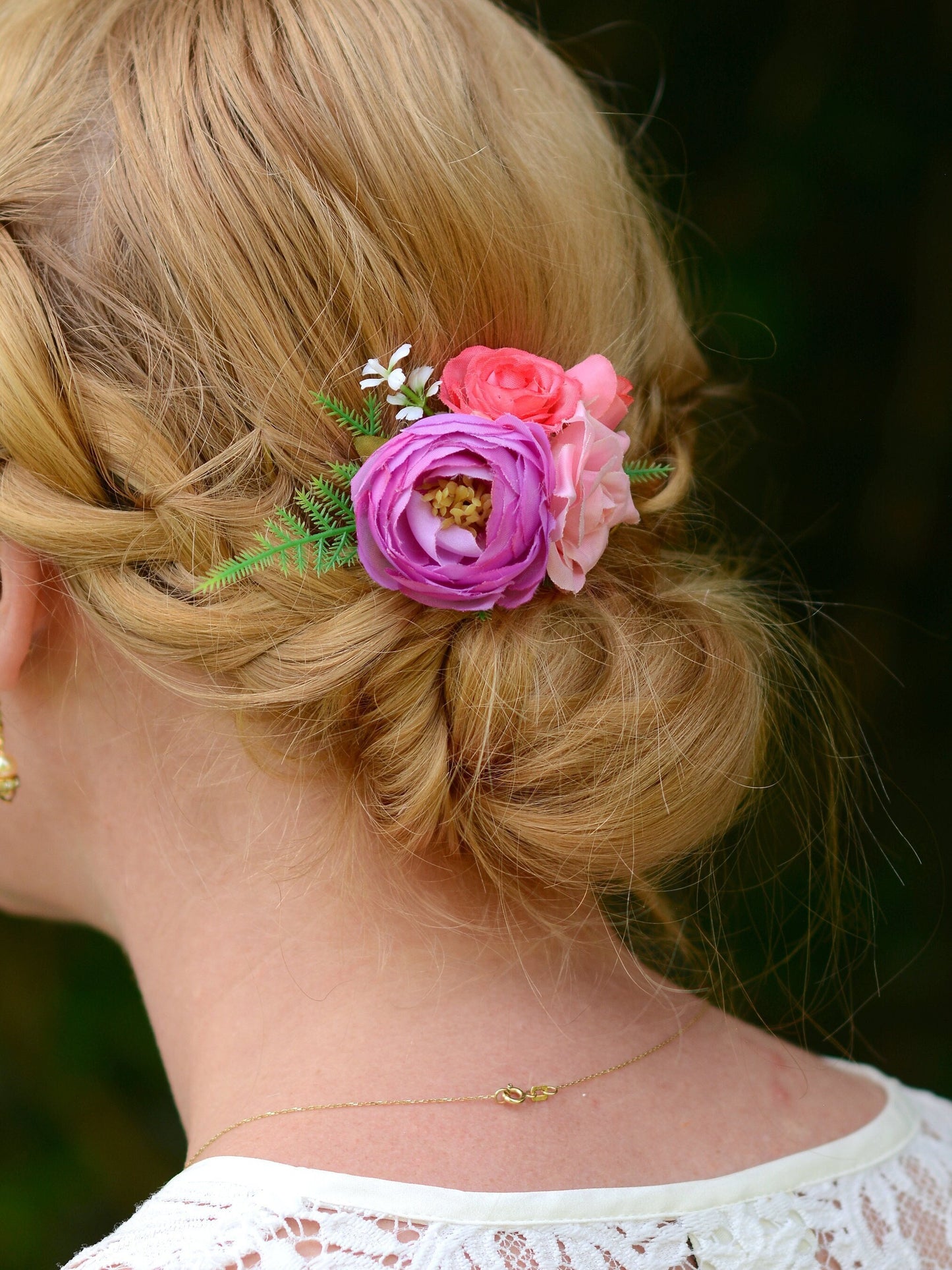 Flower Hair Clip in Pink and Lilac | Tropical Hair Clip | Bridesmaids Clip | Floral Headpiece | Bridal Hair Clip | Flower Bun Clip