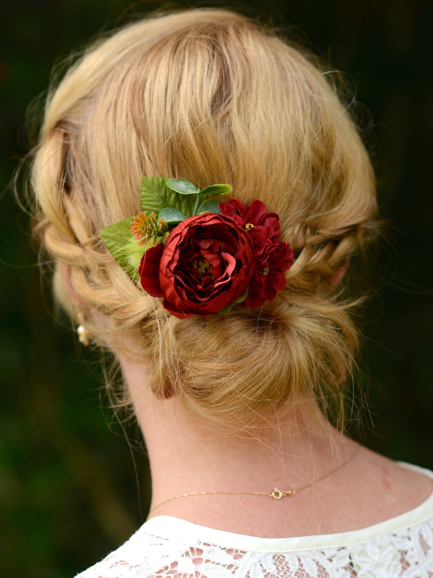 Deep Red Peony Hair Clip | Silk Flower Hair Clip | Bridal Hair Clip | Bridesmaids Hair Clip | Floral Headpiece