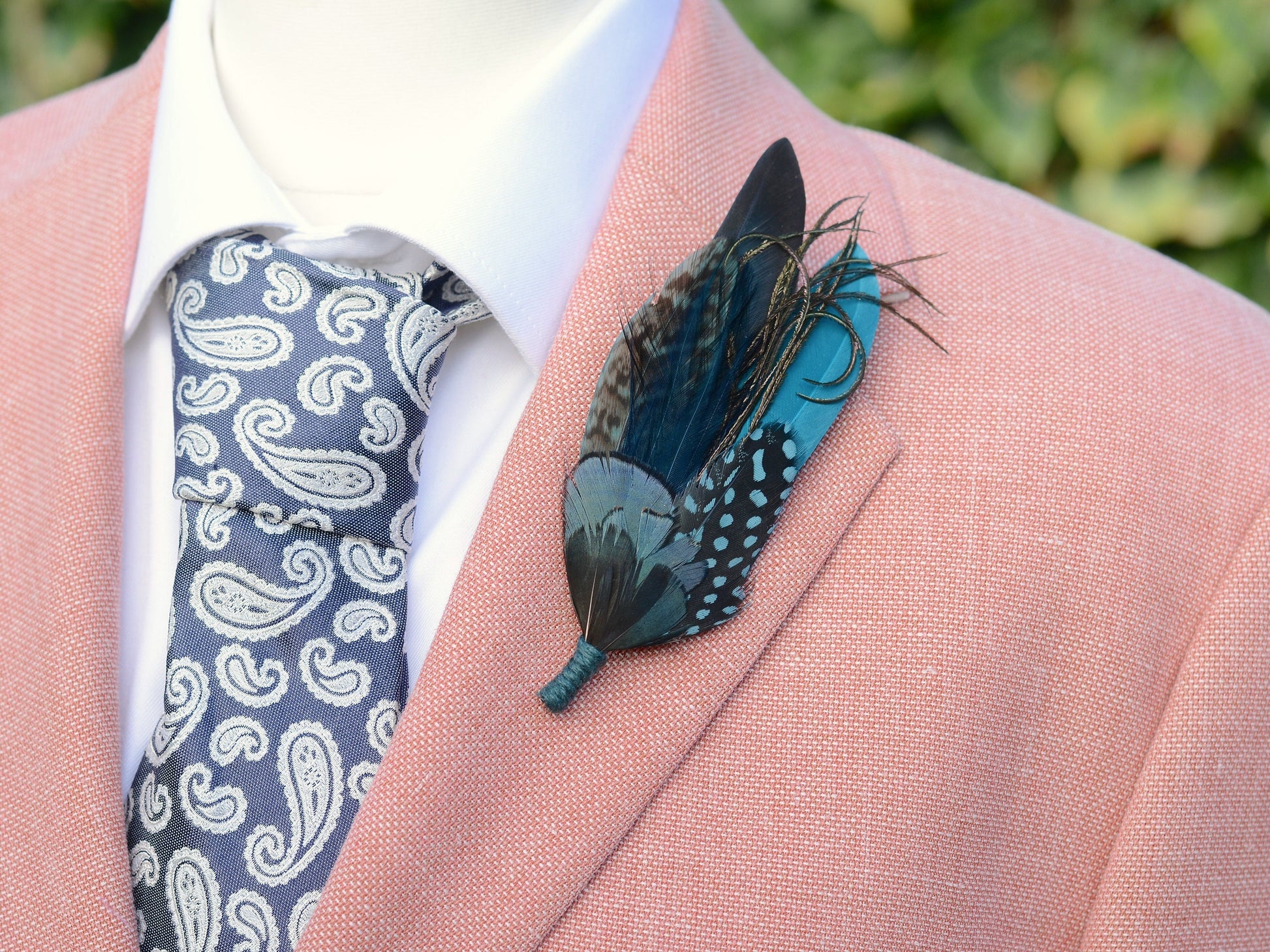 Green, Teal and Turquoise Feather Pin No.299 | Unique Duck Feather Boutonniere / Hat Pin