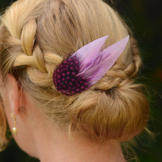 Small Feather Hair Clip in Pastel Lavender and Mauve | Feather Fascinator | Feather Headpiece | Bridal Hair Clip | Bridesmaids