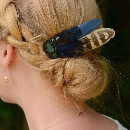 Navy Blue Pheasant Feather Hair Clip | Feather Fascinator | Bridal | Bridesmaid Hair Clip | Wedding Fascinator