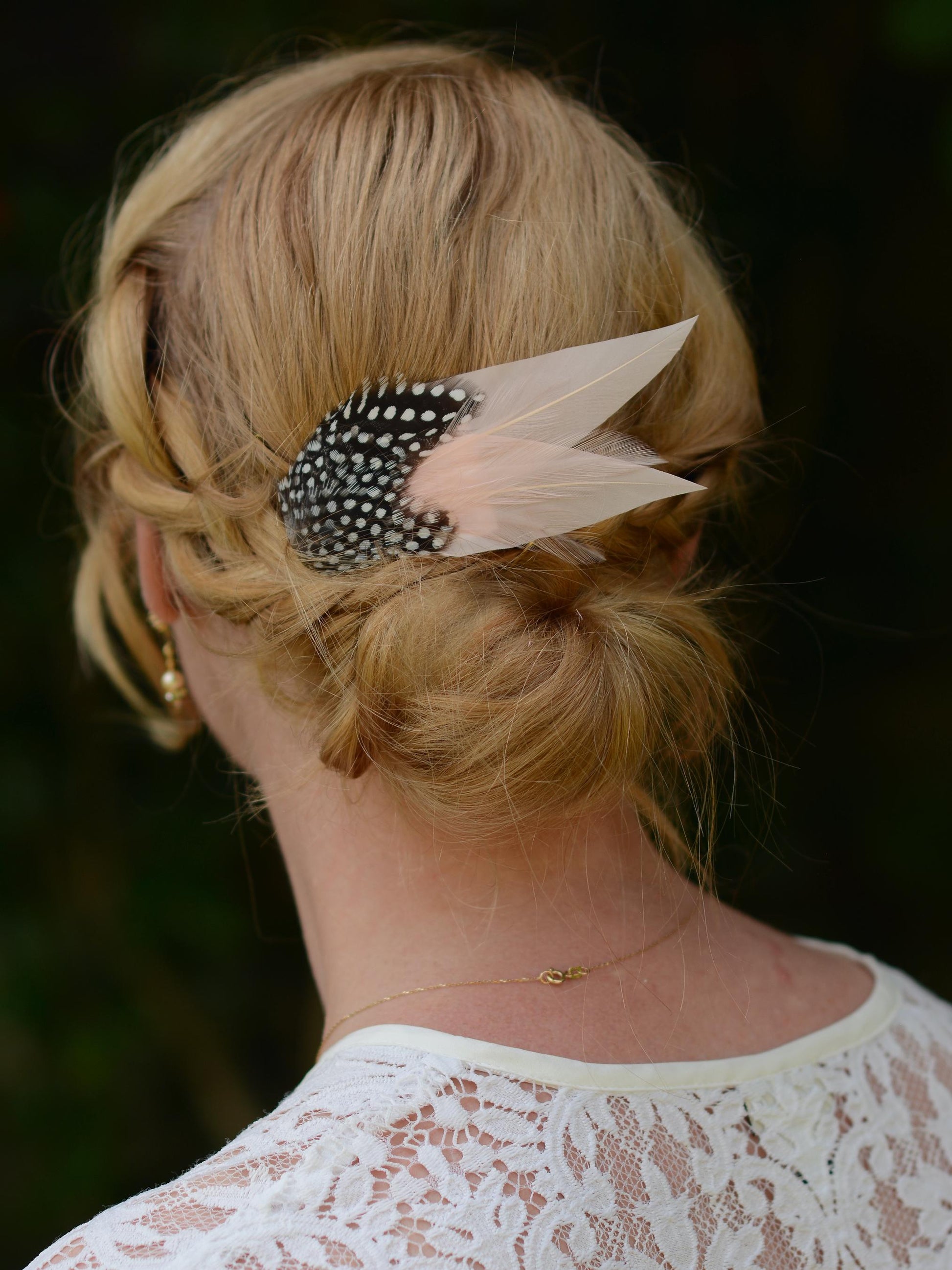 Blush Pink Feather Hair Clip with Polka Dots | Pink Feather Fascinator | Blush Feather Headpiece | Wedding Fascinator | Bridal Headpiece
