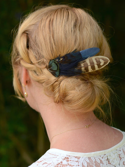 Navy Blue Pheasant Feather Hair Clip | Feather Fascinator | Bridal | Bridesmaid Hair Clip | Wedding Fascinator