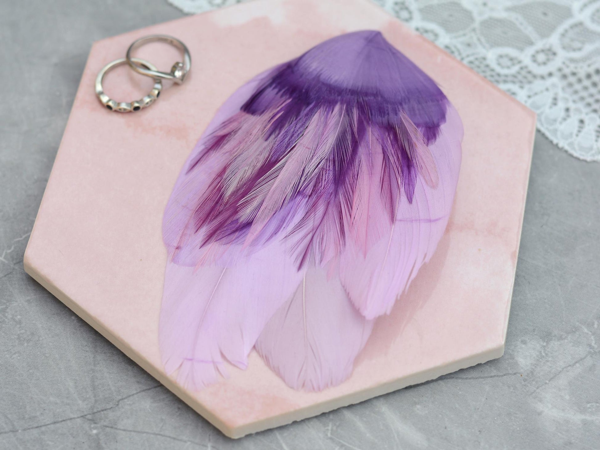 Unique Feather Hair Clip in Shades of Purple No.73, Feather Fascinator