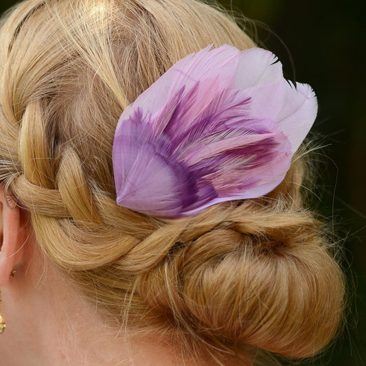 Unique Feather Hair Clip in Shades of Purple No.73, Feather Fascinator