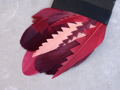 Ombre Burgundy and Crimson Feather Pocket Square No.282 Suit Accessory