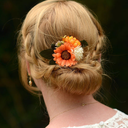 Orange and Ivory Flower Hair Clip | Orange Flower Hair Clip | Orange Hair Clip | Bridesmaids Hair Clip | Bridal Hair Clip | Fall Wedding