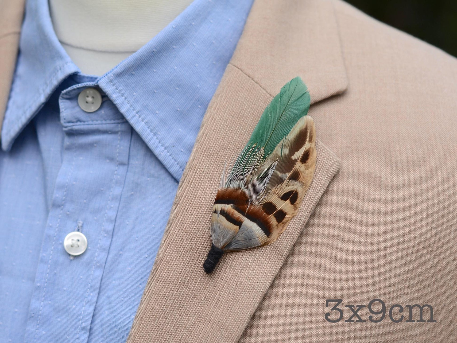 Green Partridge and Pheasant Feather Hair Clip / Boutonniere Set | Pheasant Feather Fascinator | Bridesmaid Hair Clip