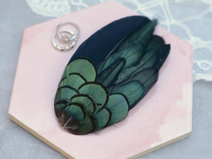 Black and Green Feather Hair Clip | Black Feather Fascinator | Bridal Hair Clip | Bridesmaid Hair Clip | Wedding Fascinator