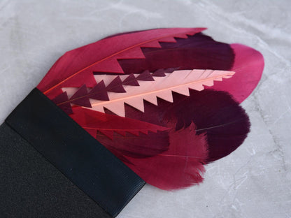 Ombre Burgundy and Crimson Feather Pocket Square No.282 Suit Accessory