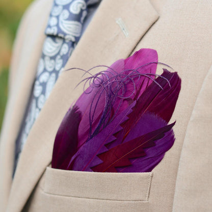 Burgundy and Plum Goose Feather Pocket Square No.285 | Suit Accessory | Feather Neck Tie | Grooms Outfit | Groomsmen Gift