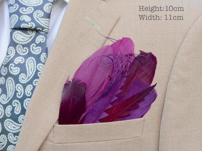 Burgundy and Plum Goose Feather Pocket Square No.285 | Suit Accessory | Feather Neck Tie | Grooms Outfit | Groomsmen Gift