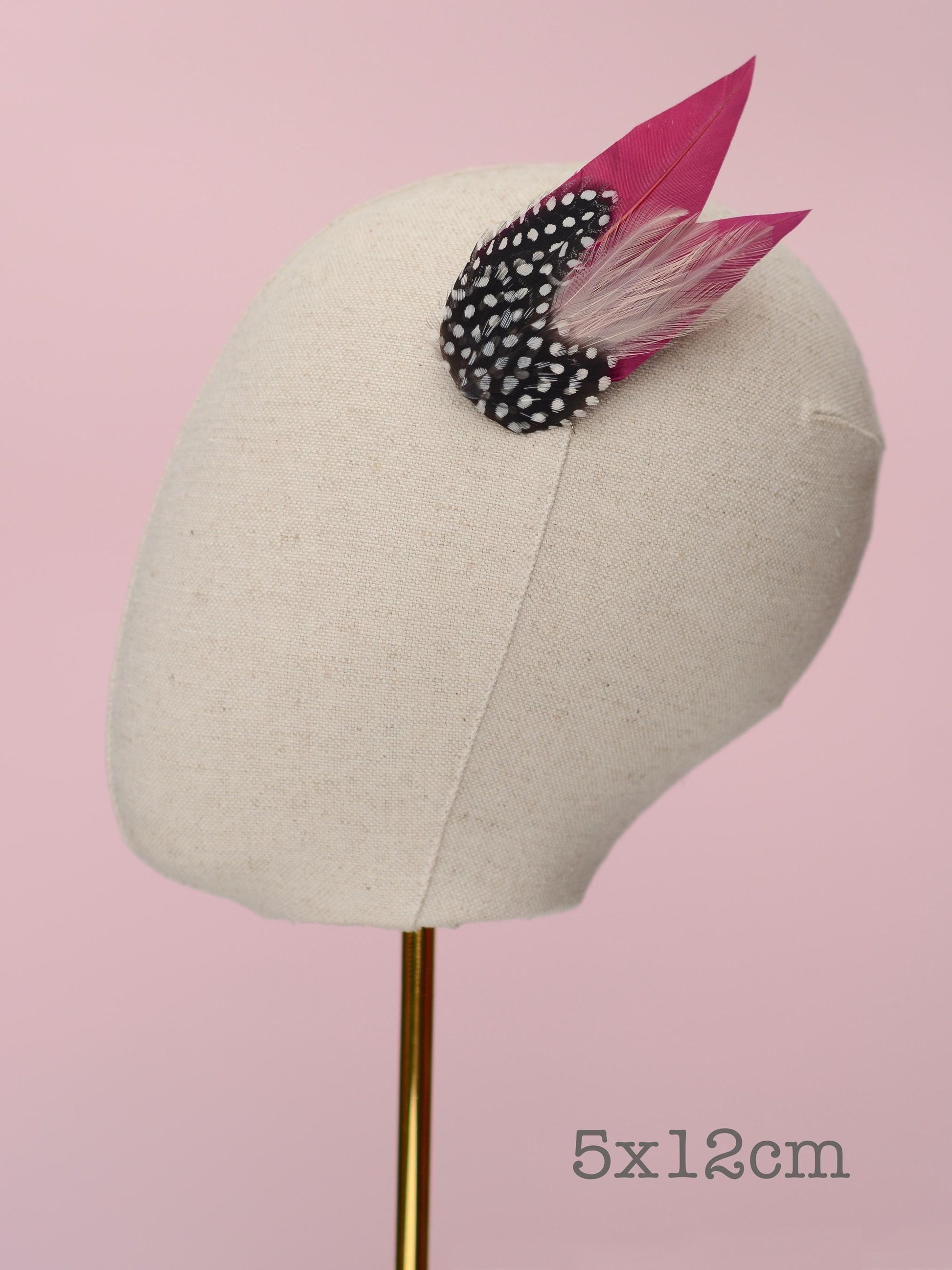 Burgundy Feather Hair Clip with Polka Dots | Burgundy Feather Fascinator | Feather Headpiece | Wedding Fascinator | Bridal Headpiece