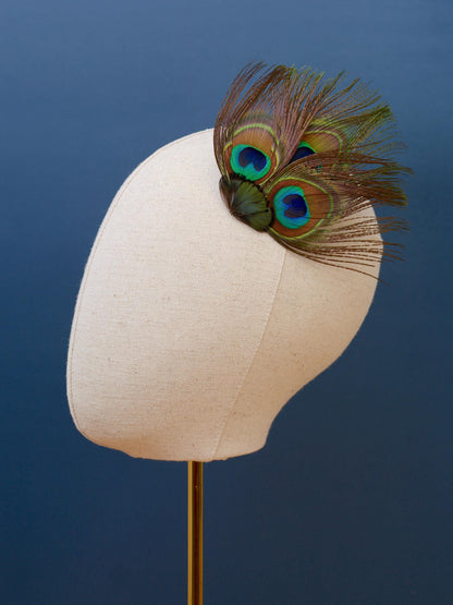 Peacock Feather Hair Clip | Peacock Feather Fascinator | Peacock Feather Headpiece | Wedding Fascinator | Green Feather Fascinator