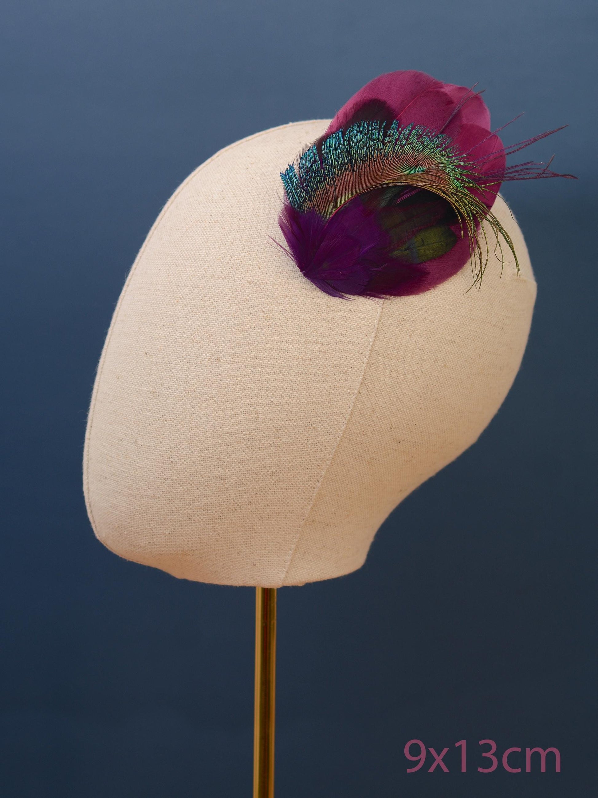 Purple and Peacock Feather Hair Clip No.24 | Peacock Feather Fascinator | Peacock Feather Headpiece | Bridesmaid Hair Clip | Wedding