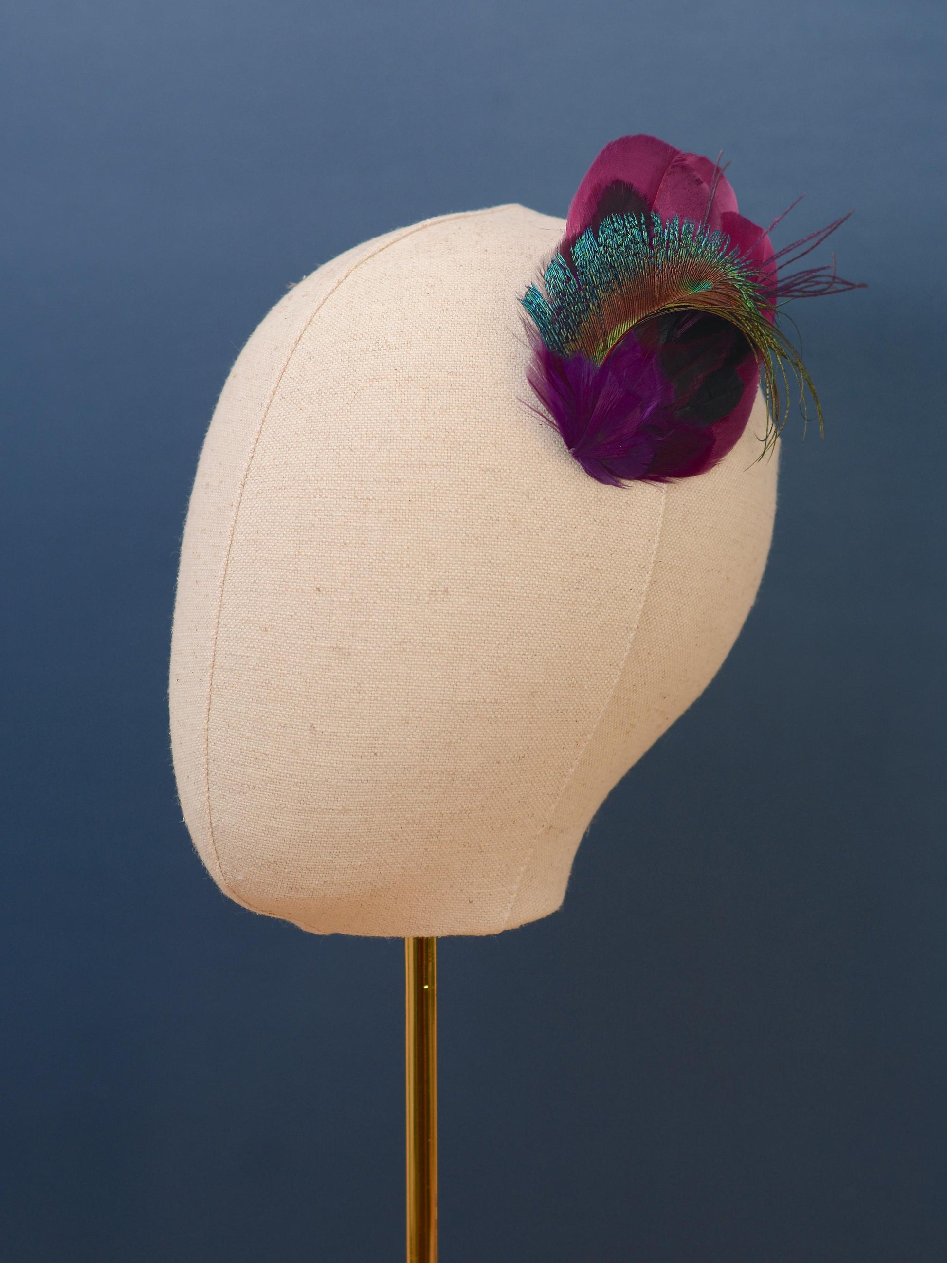 Purple and Peacock Feather Hair Clip No.24 | Peacock Feather Fascinator | Peacock Feather Headpiece | Bridesmaid Hair Clip | Wedding