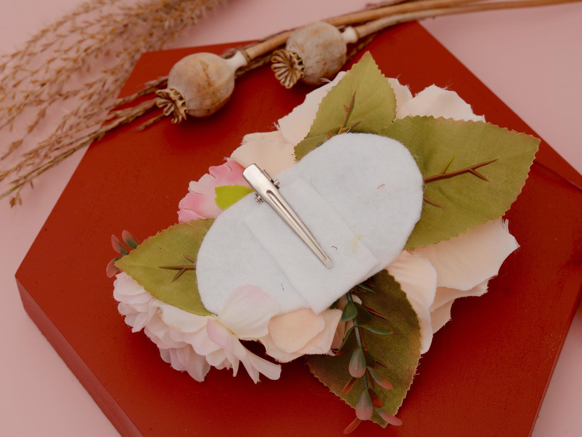 Peach and Pink Rose Hair Clip | Bridal Headpiece | Floral Headpiece | Bridal Hair Clip | Flower Headpiece | Flower Hair Clip