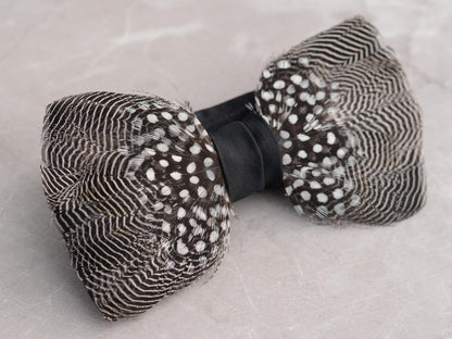 Pin Stripe and Polka Dot Feather Bow Tie | Pin Striped Bow Tie | Feather Neck Tie | Grooms Outfit | Groomsmen Gift | Monochrome Bow Tie