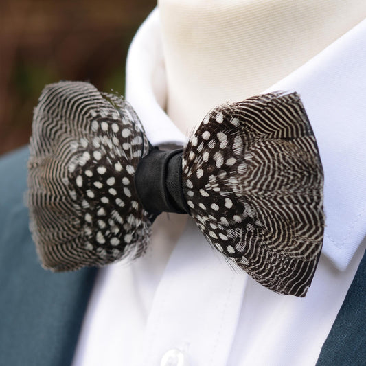 Pin Stripe and Polka Dot Feather Bow Tie | Pin Striped Bow Tie | Feather Neck Tie | Grooms Outfit | Groomsmen Gift | Monochrome Bow Tie