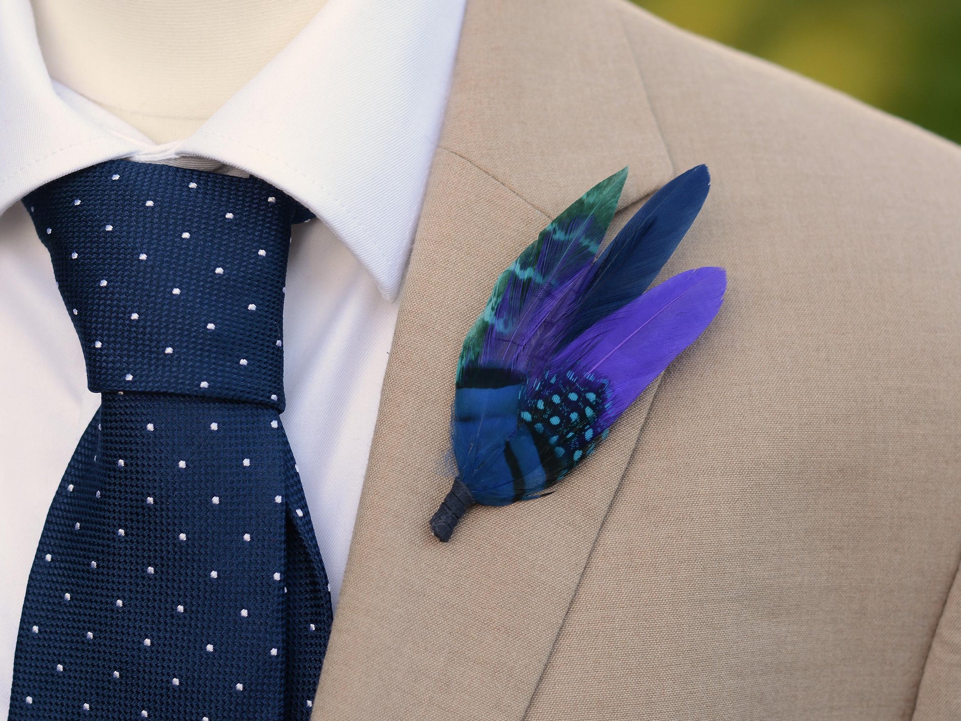 Shades of Blue and Purple Feather Pin | Pheasant Feather Boutonniere | Feather Brooch | Feather Hat Pin