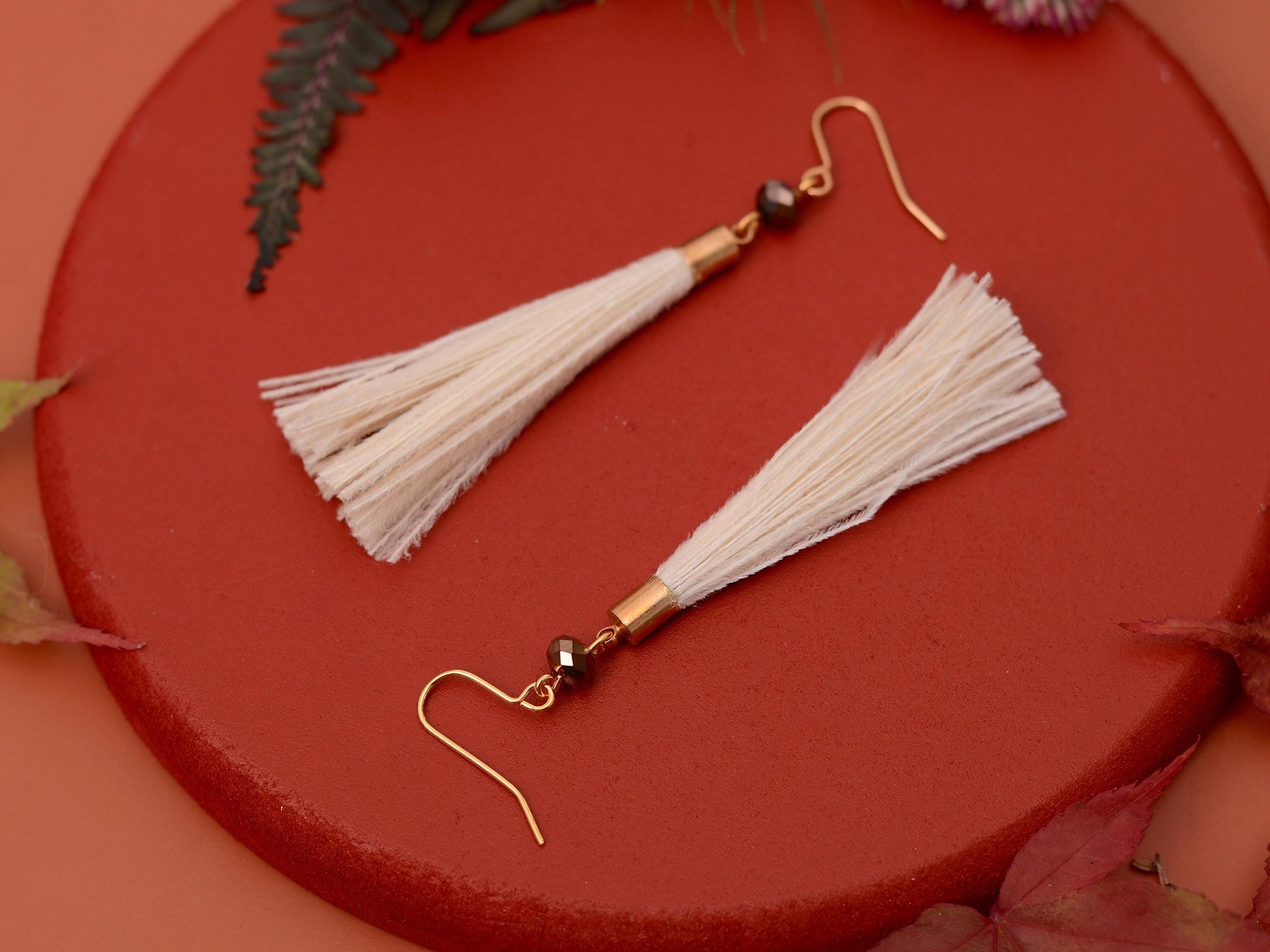 Ivory Feather Tassel Earrings | Festival Earrings | Feather Jewellery | Festival Jewellery | Bohemian | Long Earrings