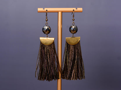 Shimmering Peacock Feather Tassel Earrings | Festival Earrings | Feather Jewellery | Long Earrings