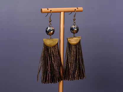 Shimmering Peacock Feather Tassel Earrings | Festival Earrings | Feather Jewellery | Long Earrings