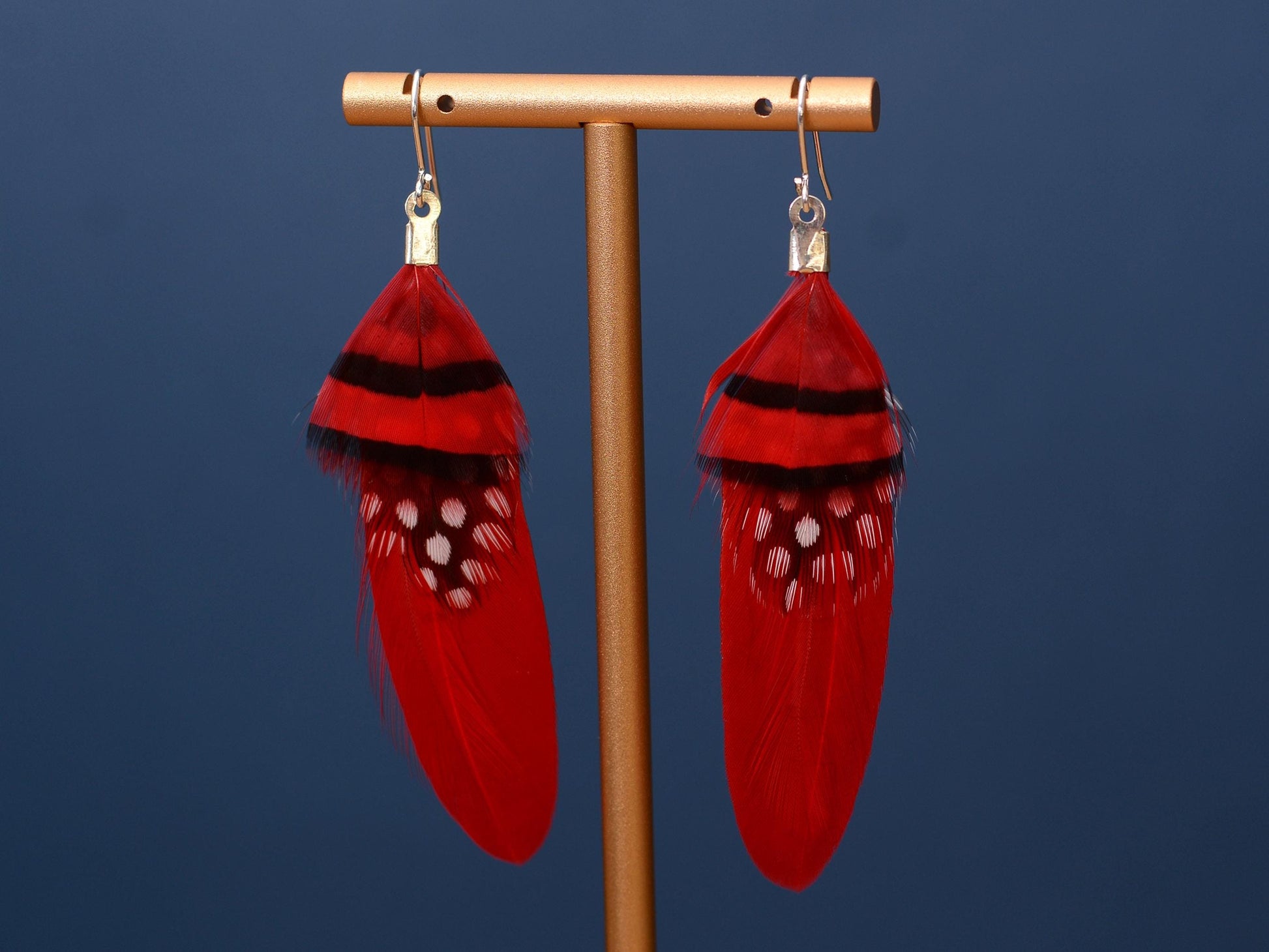 Red Feather Earrings | Festival Earrings | Feather Jewellery | Festival Jewellery | Drop Earrings