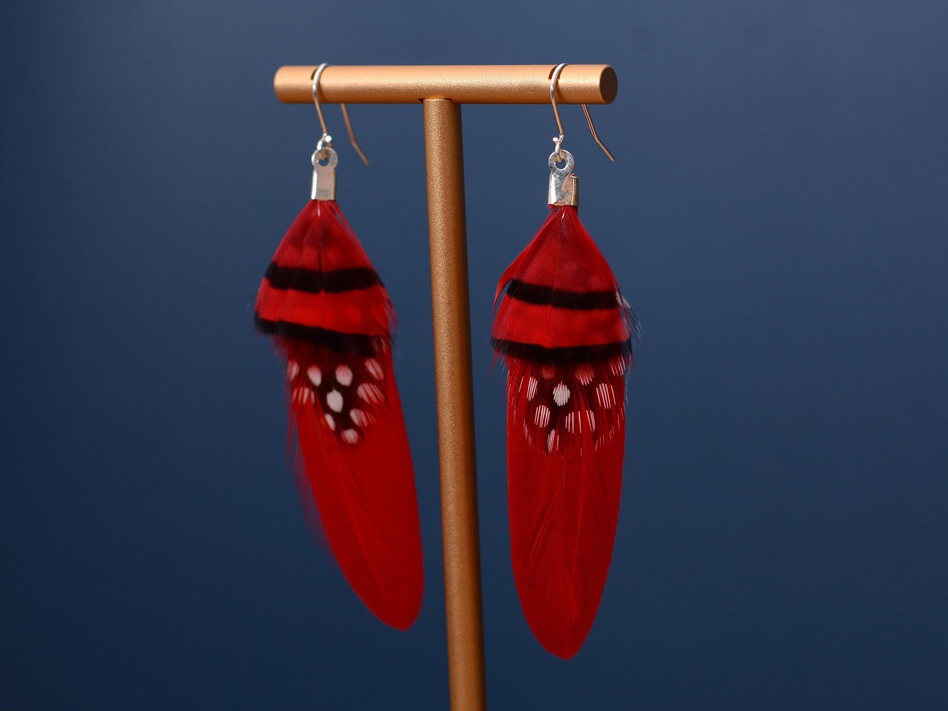 Red Feather Earrings | Festival Earrings | Feather Jewellery | Festival Jewellery | Drop Earrings