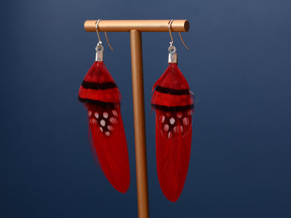 Red Feather Earrings | Festival Earrings | Feather Jewellery | Festival Jewellery | Drop Earrings