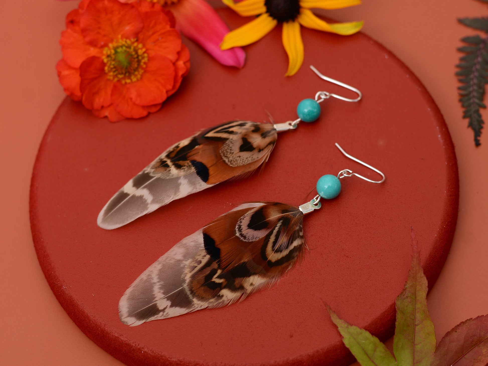 Mixed Pheasant Feather Earrings | Festival Earrings | Feather Jewellery | Festival Jewellery | Drop Earrings