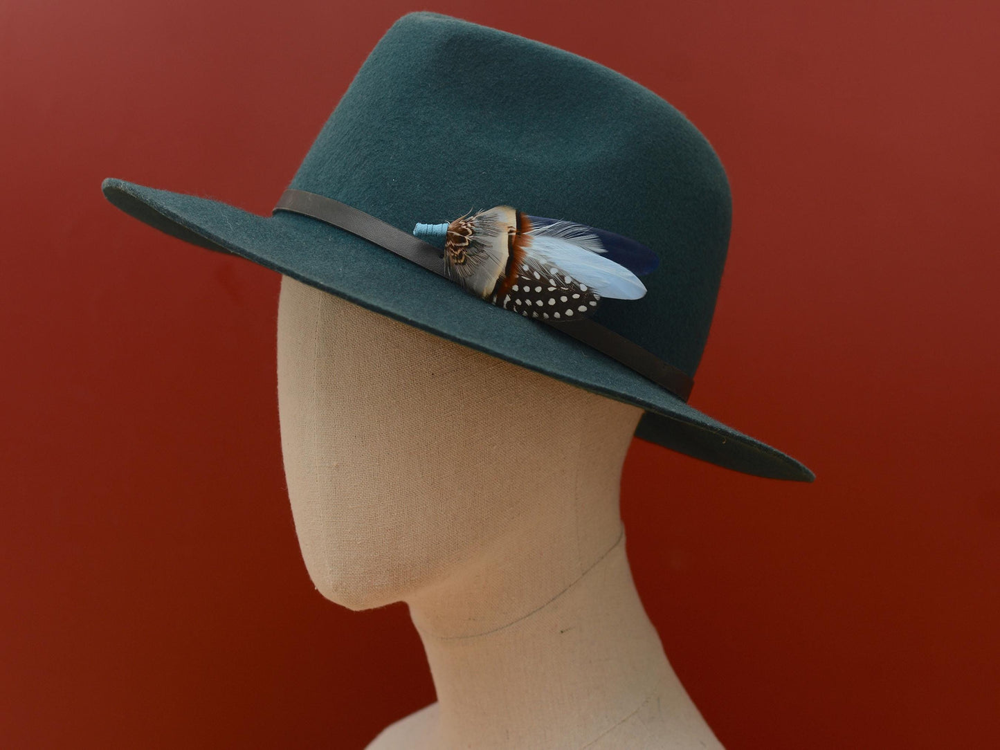 Navy and Pastel Blue Feather Pin | Feather Boutonniere / Hat Pin | Duck Feather Brooch