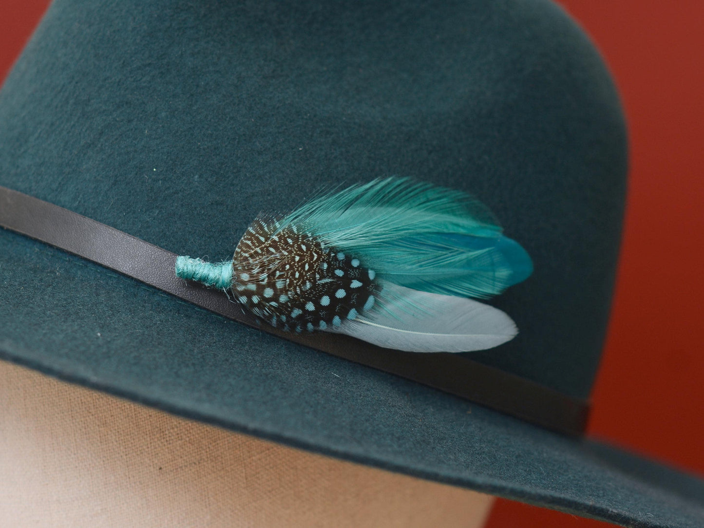 Teal and Sage Green Ombre Duck Feather Lapel Pin / Hat Pin | Duck Feather Boutonniere | Duck Feather Brooch