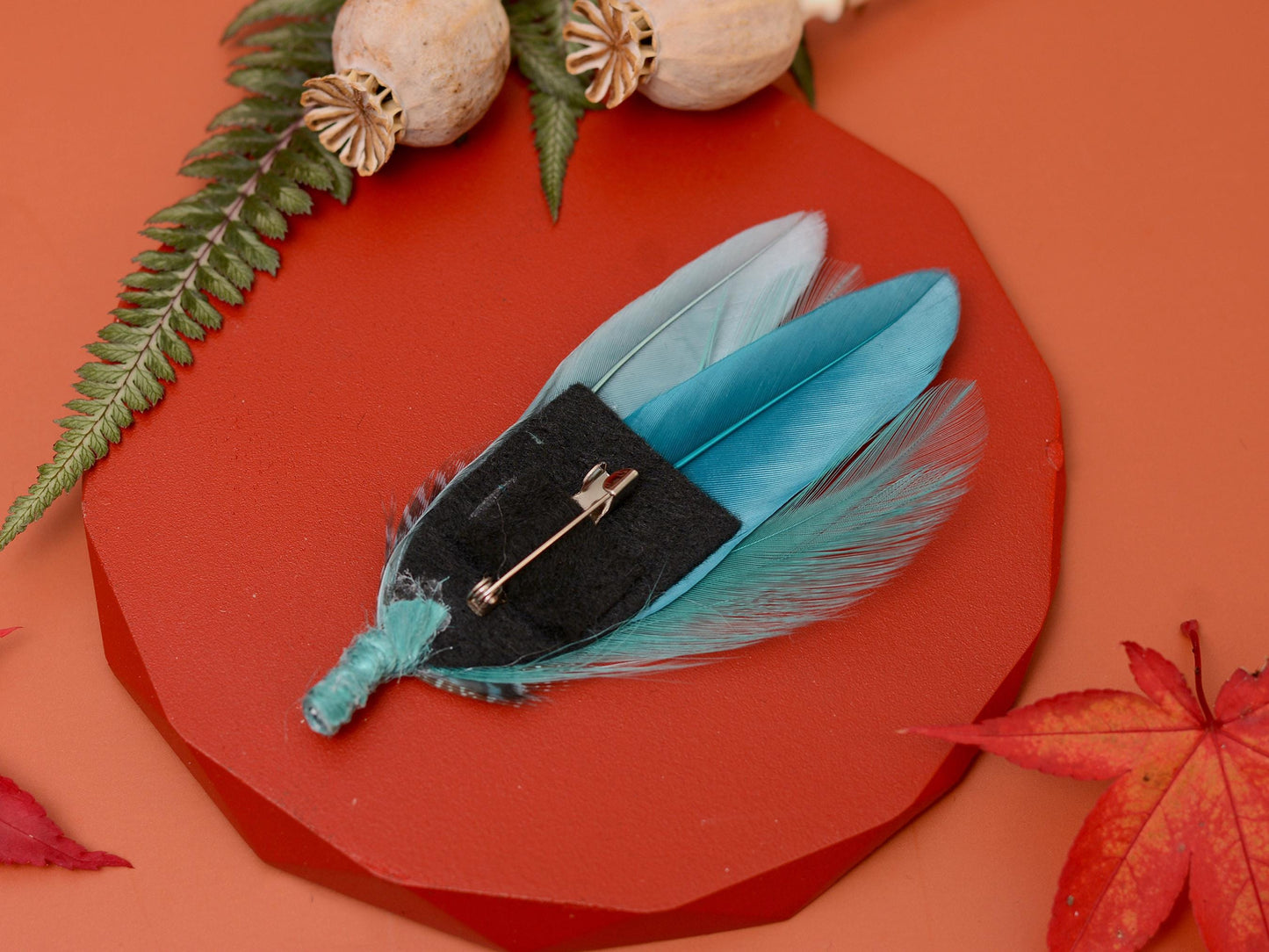 Teal and Sage Green Ombre Duck Feather Lapel Pin / Hat Pin | Duck Feather Boutonniere | Duck Feather Brooch