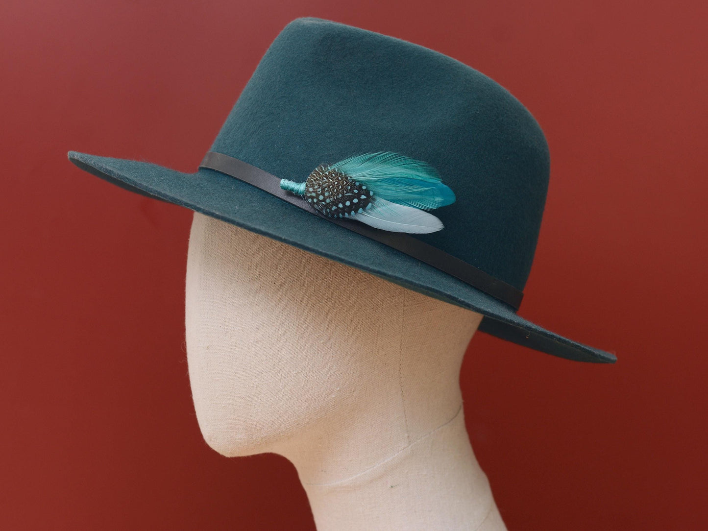 Teal and Sage Green Ombre Duck Feather Lapel Pin / Hat Pin | Duck Feather Boutonniere | Duck Feather Brooch