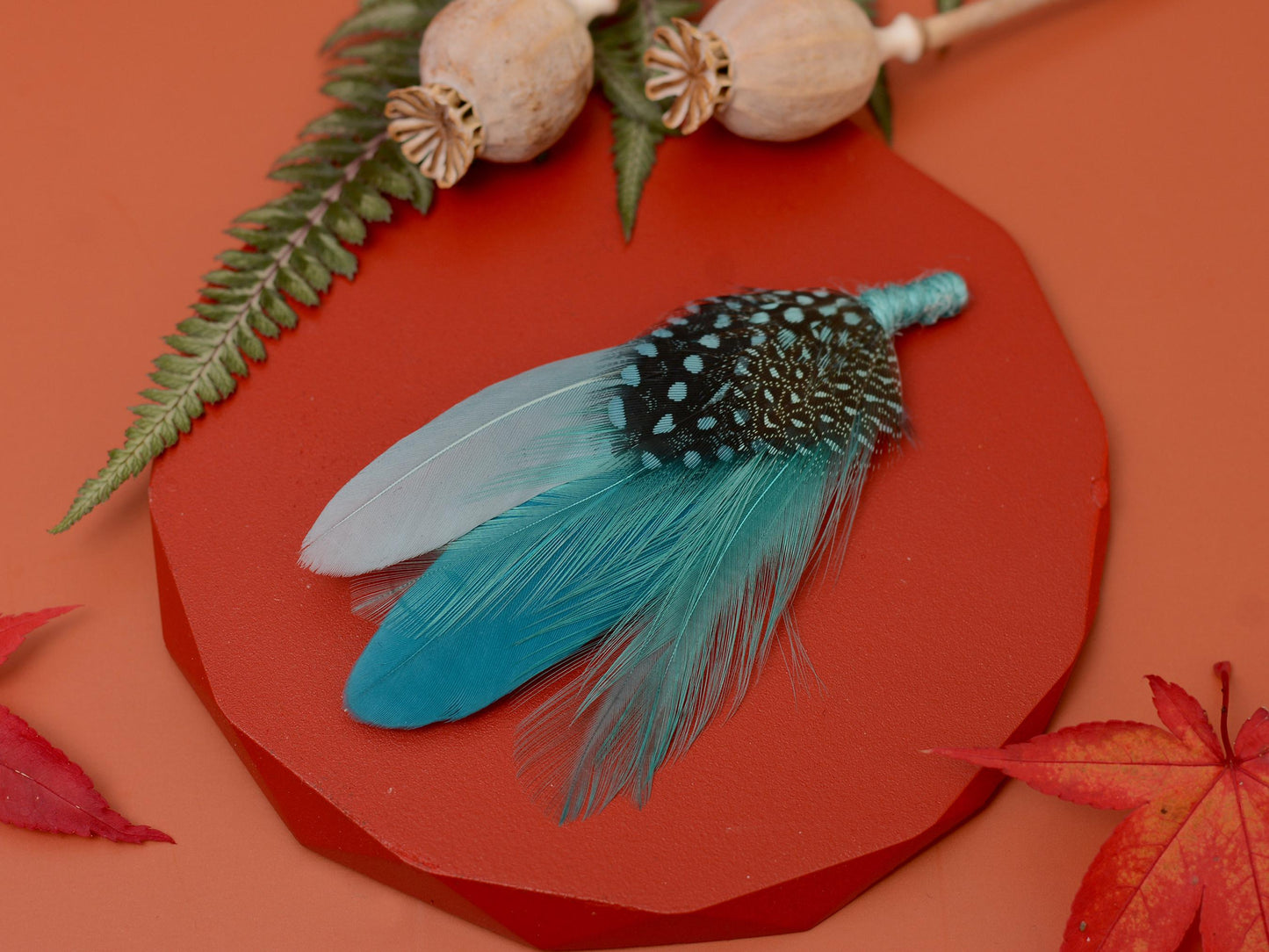 Teal and Sage Green Ombre Duck Feather Lapel Pin / Hat Pin | Duck Feather Boutonniere | Duck Feather Brooch